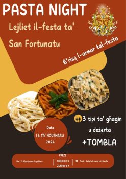 Pasta Night – Lejliet Il-Festa ta’ San Fortunatu